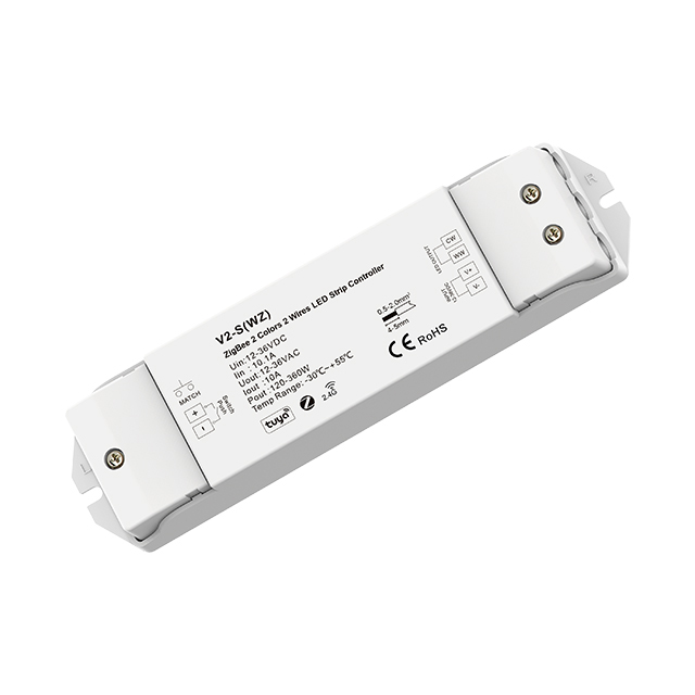 V2-S(WZ) 12-36VDC 10A ZigBee & RF Tuya Push Dim LED Controller For 2 Wires Tunable White LED Strips V2-S(WZ) 12-36VDC 10A ZigBee & RF Tuya Push Dim LED Controller For 2 Wires Tunable White LED Strips